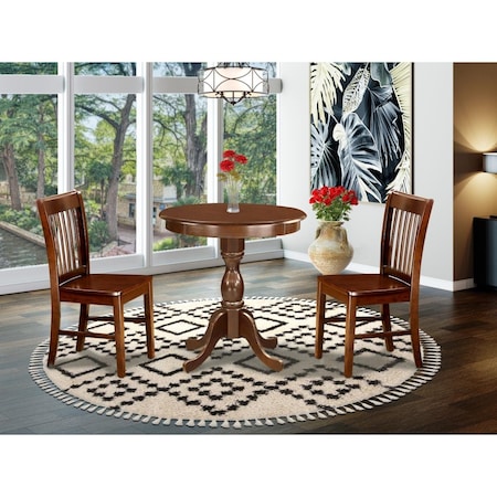 East West Furniture 3 Piece Eden Dining Room Table Set - Mahogany ESNF3-MAH-W